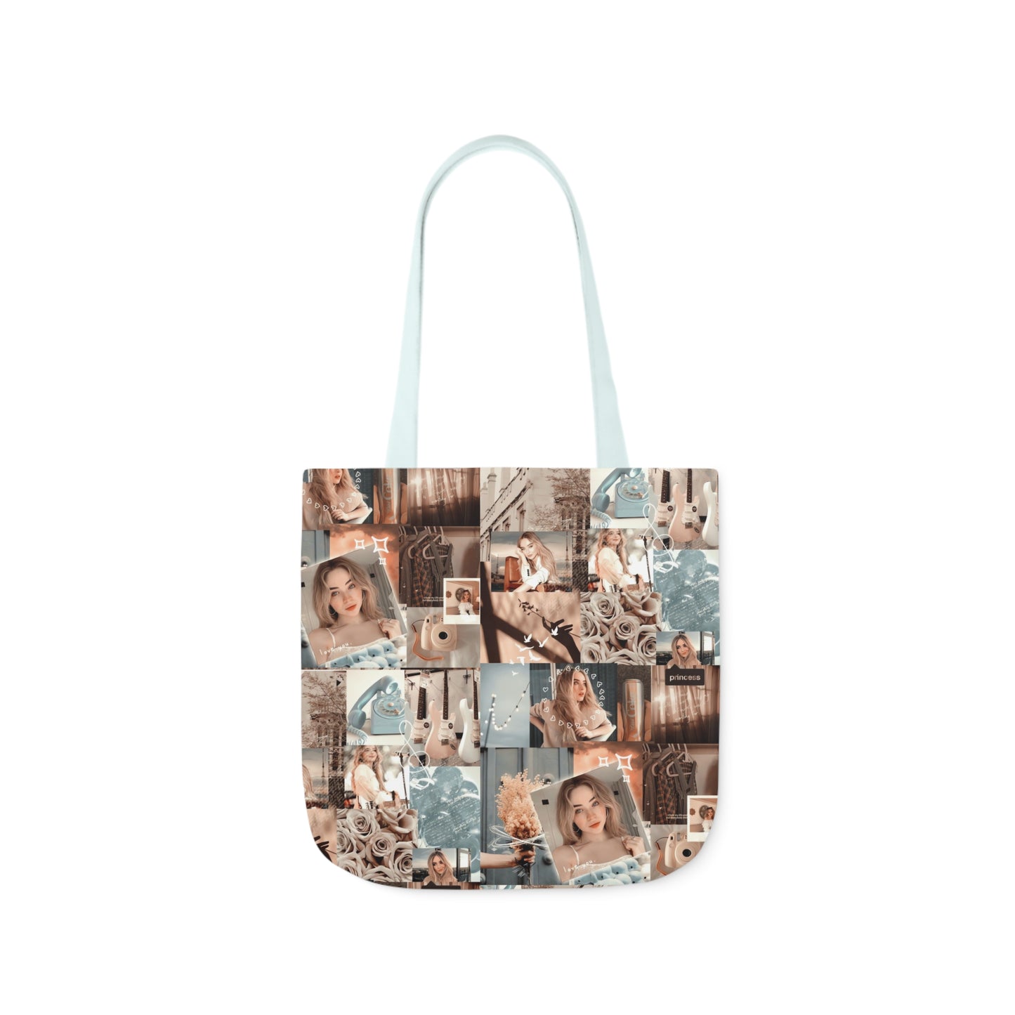 Sabrina Carpenter Peachy Princess Collage Polyester Canvas Tote Bag