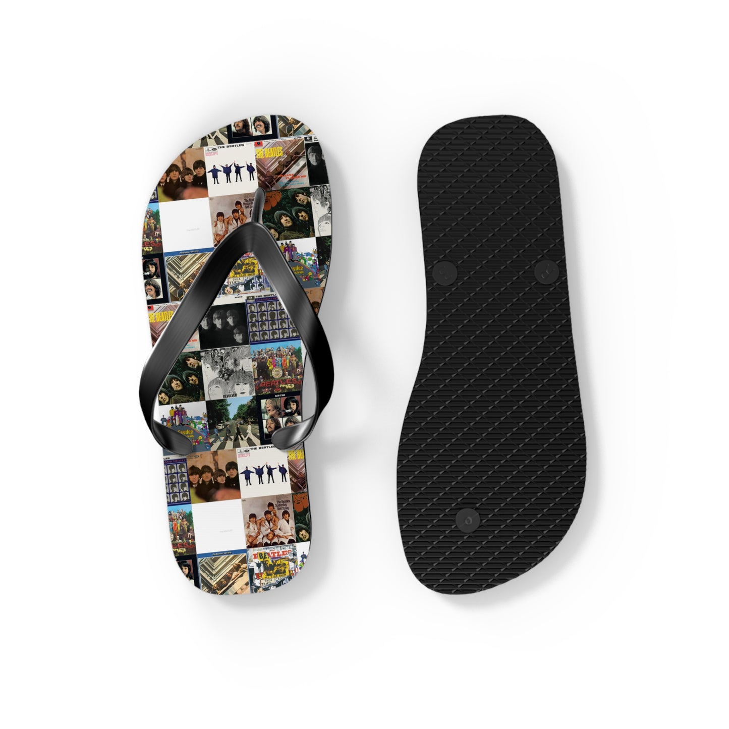 The Beatles Album Cover Collage Flip Flops