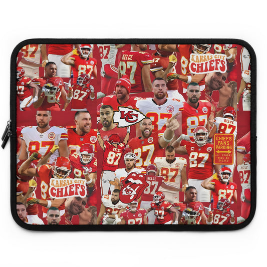 Travis Kelce Chiefs Red Collage Laptop Sleeve