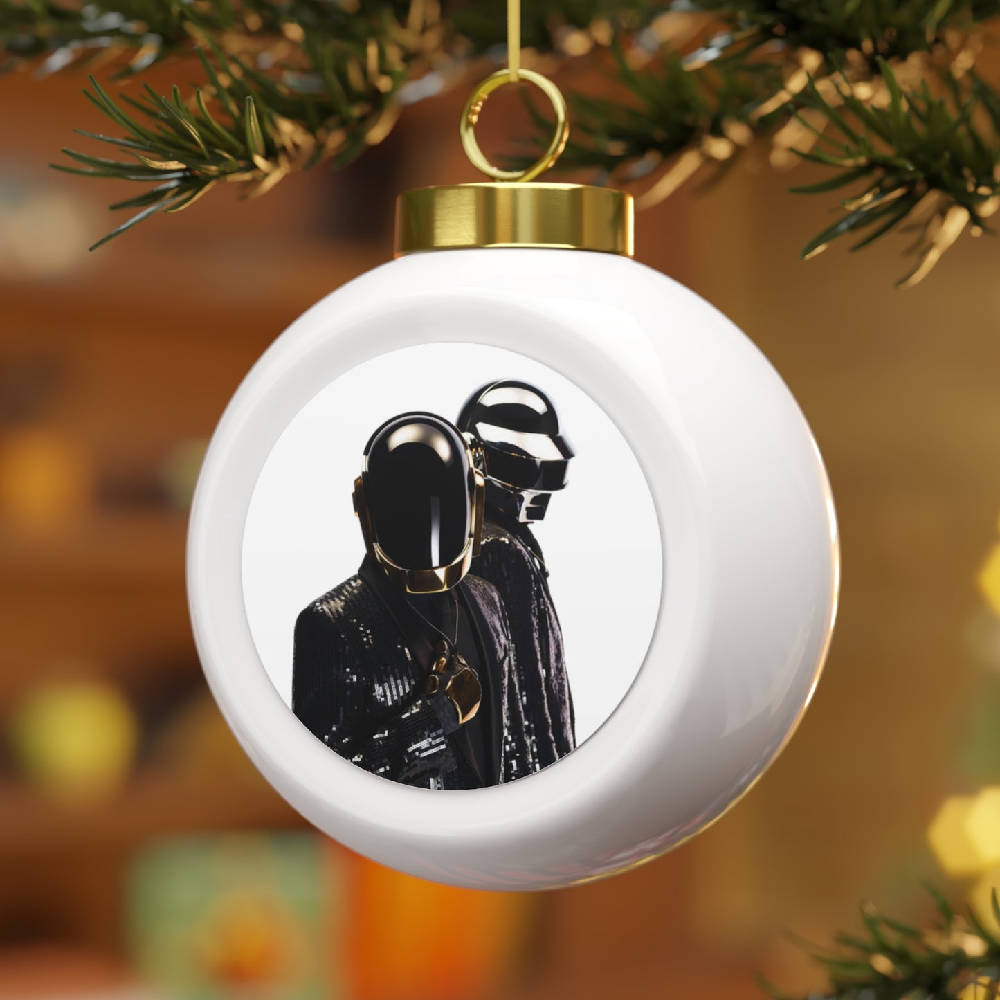 Daft Punk In Black Suits Christmas Ball Ornament