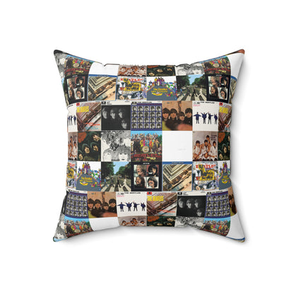 The Beatles Album Cover Collage Spun Polyester Square Pillow