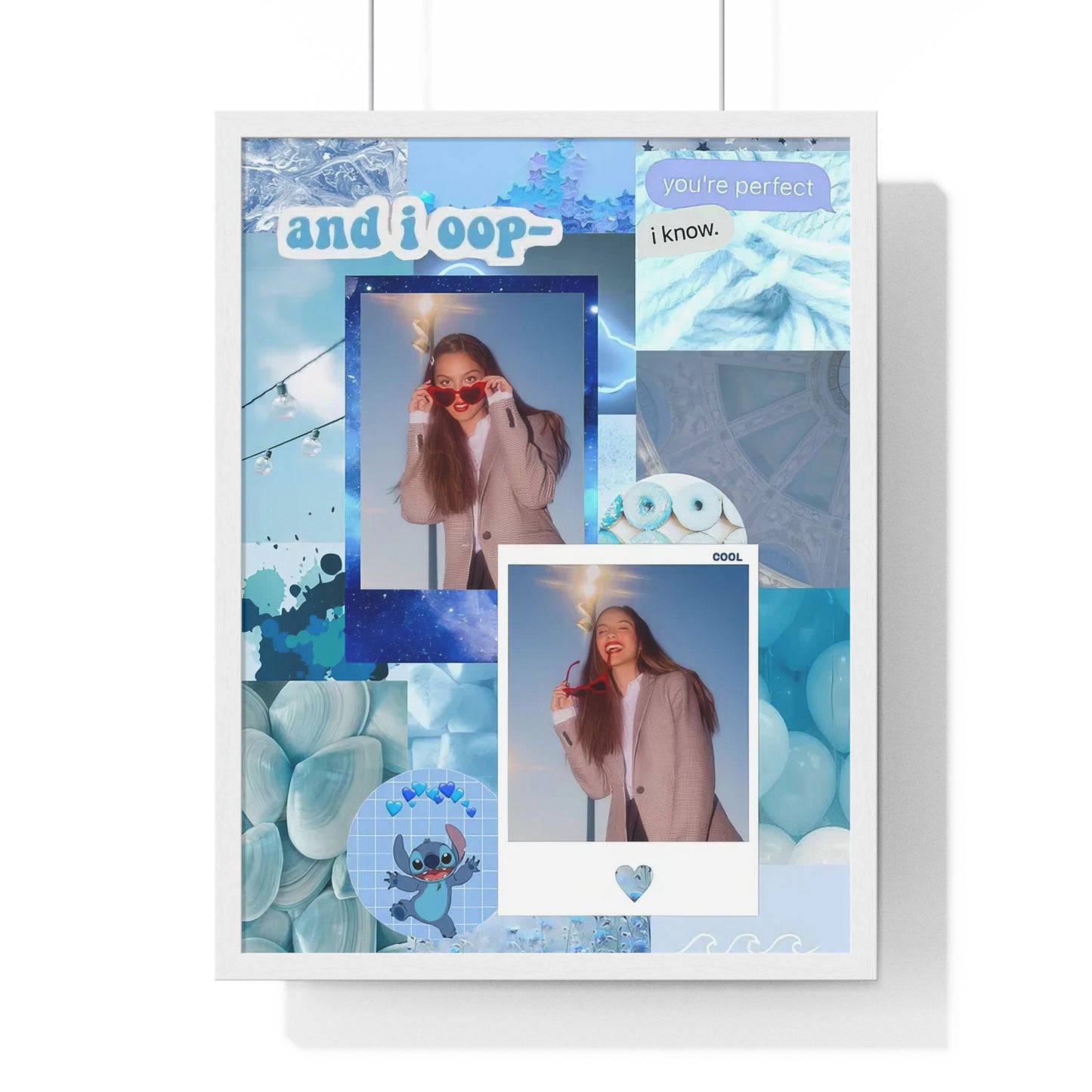 Olivia Rodrigo Light Blue Aesthetic Collage Framed Print