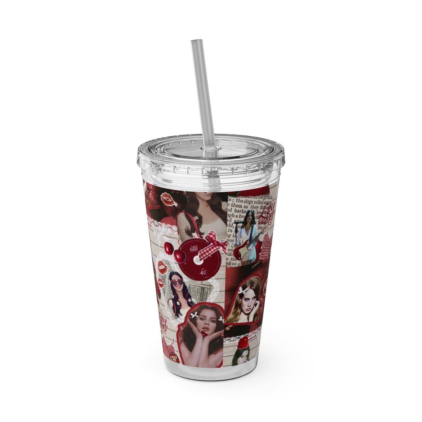 Lana Del Rey Cherry Coke Collage Sunsplash Tumbler with Straw