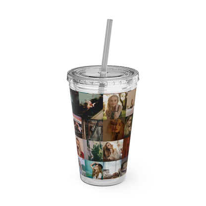 Sabrina Carpenter Album Cover Collage Sunsplash Tumbler with Straw