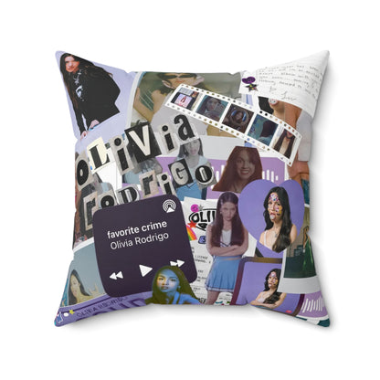 Olivia Rodrigo Deja Vu Collage Spun Polyester Square Pillow