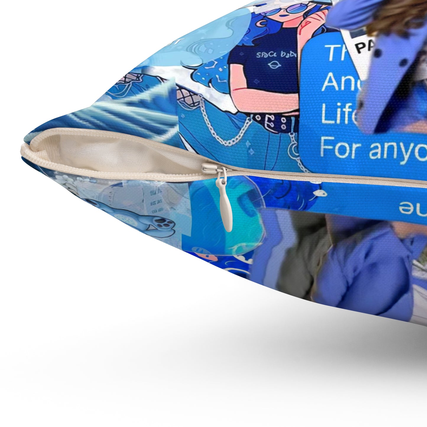 Olivia Rodrigo Blue Aesthetic Collage Spun Polyester Square Pillow