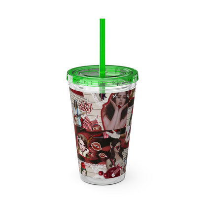 Lana Del Rey Cherry Coke Collage Sunsplash Tumbler with Straw