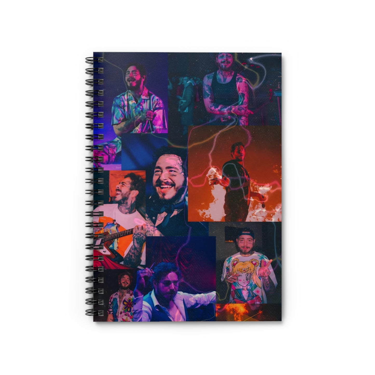 Post Malone Lightning Photo Collage Ruled Line Spiral Notebook