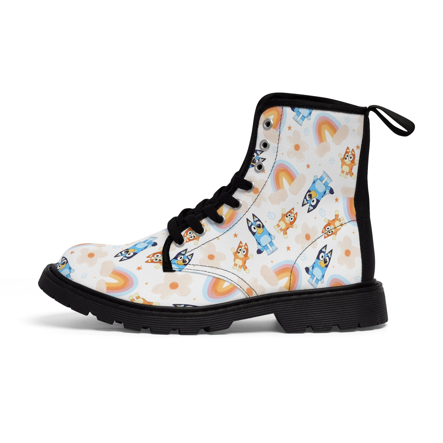 Bluey Rainbows & Flowers Pattern Women's Canvas Boots