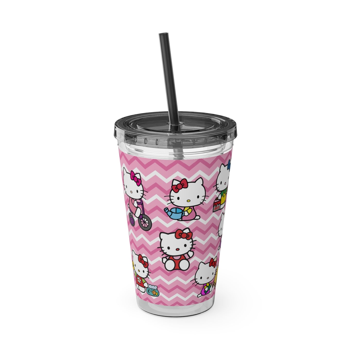 Hello Kitty Playtime Collage Sunsplash Tumbler with Straw