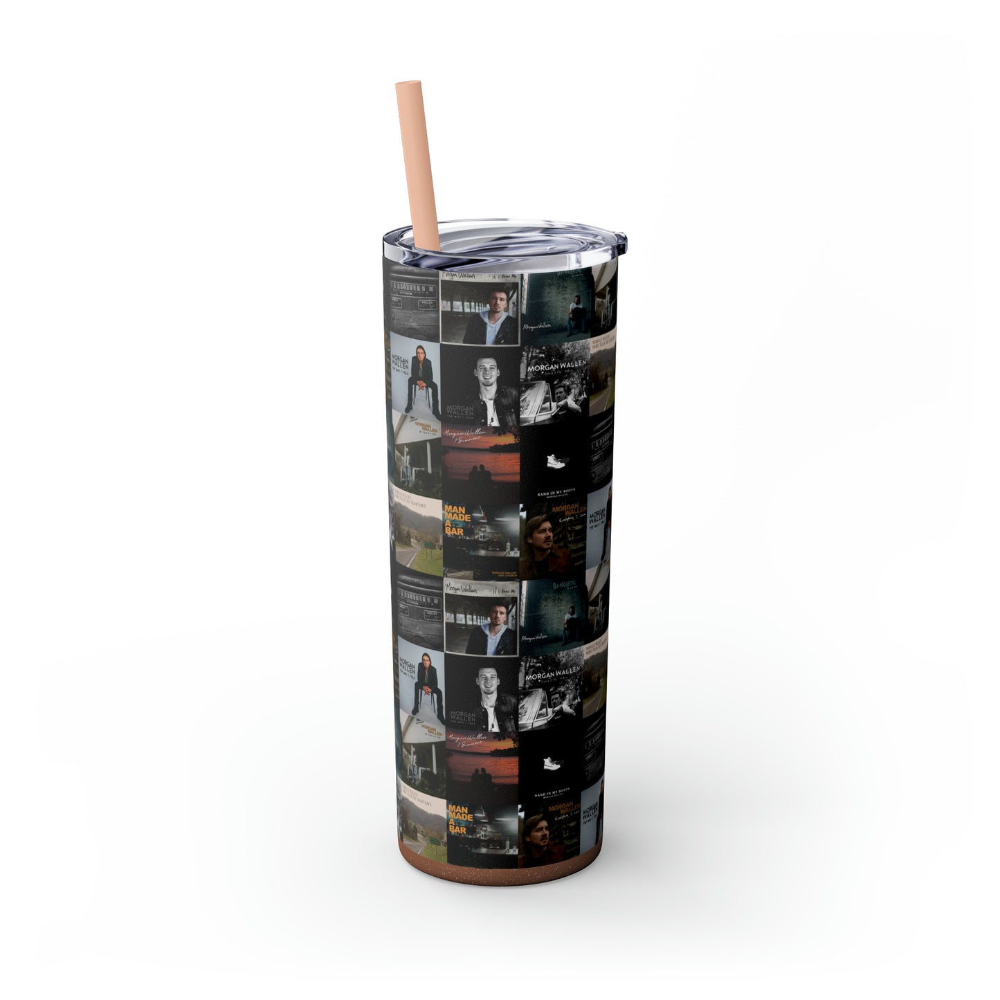 Morgan Wallen Album Cover Collage Skinny Tumbler with Straw