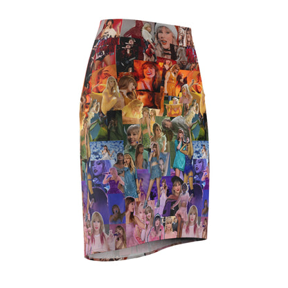 Taylor Swift Rainbow Photo Collage Women's Pencil Skirt