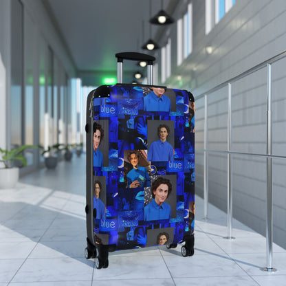 Timothee Chalamet Cool Blue Collage Suitcase