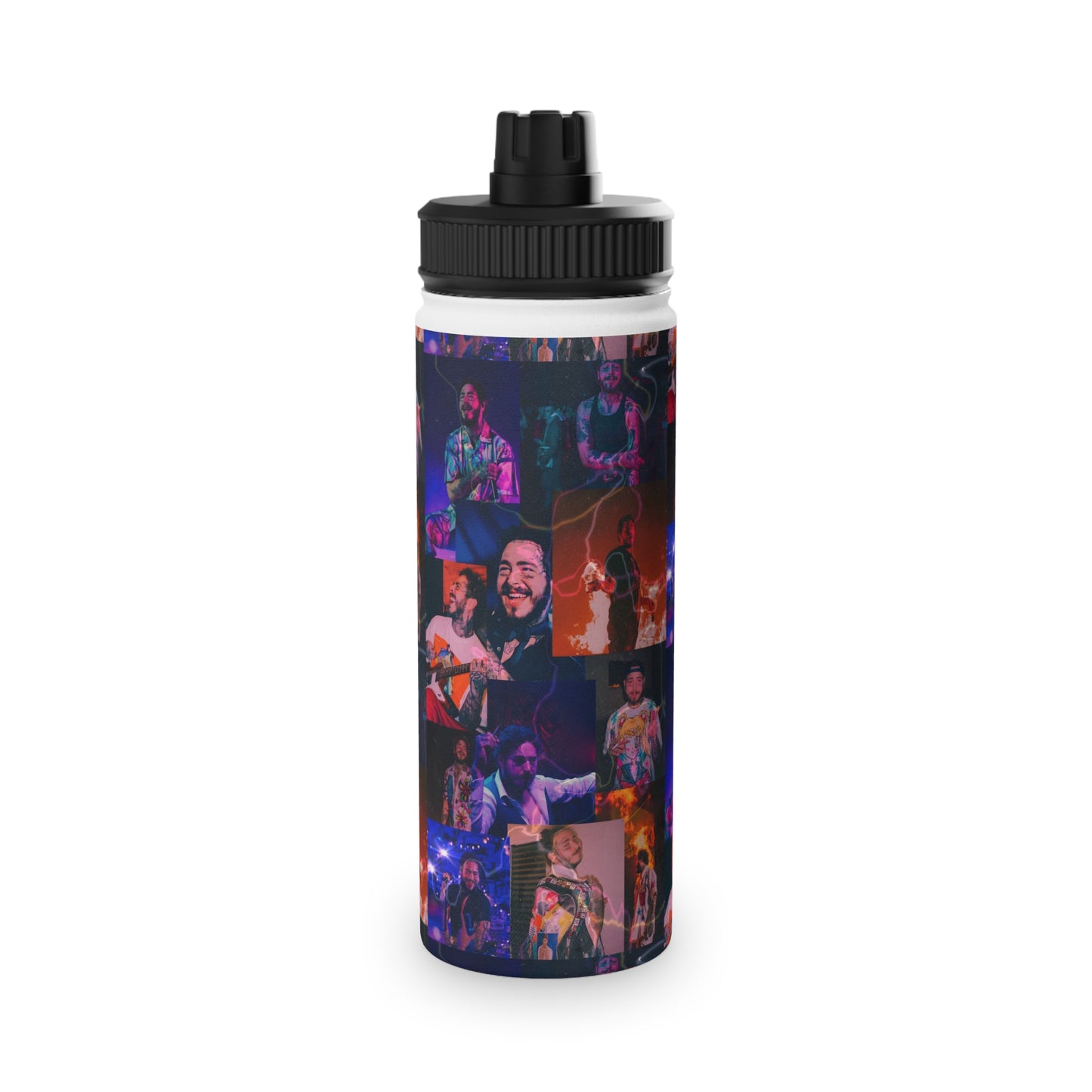 Post Malone Lightning Photo Collage Stainless Steel Sports Lid Water Bottle