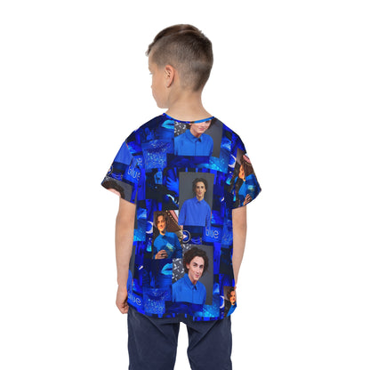 Timothee Chalamet Cool Blue Collage Kids Sports Jersey