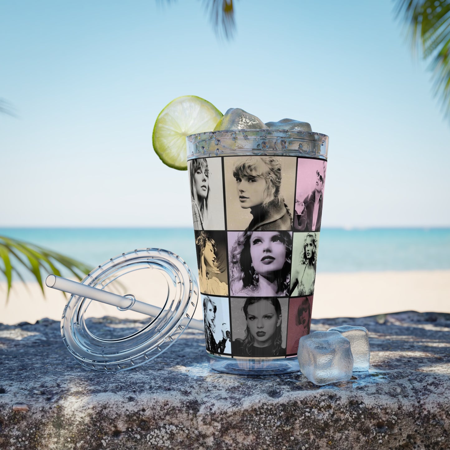 Taylor Swift Eras Collage Sunsplash Tumbler with Straw