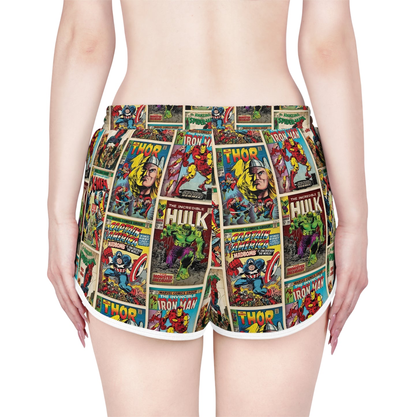 Marvel Comic Book Cover Collage Women's Relaxed Shorts