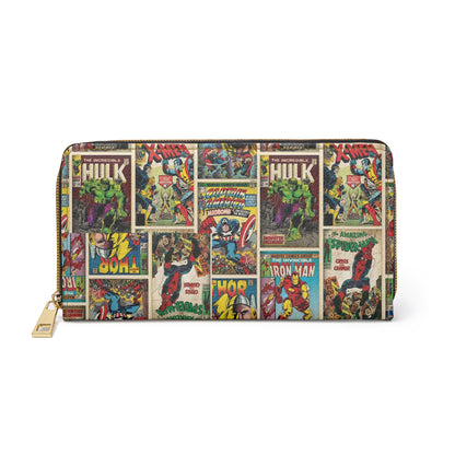 Marvel Comic Book Cover Collage Zipper Wallet