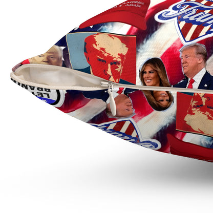 Donald Trump 2024 MAGA Montage Spun Polyester Square Pillow