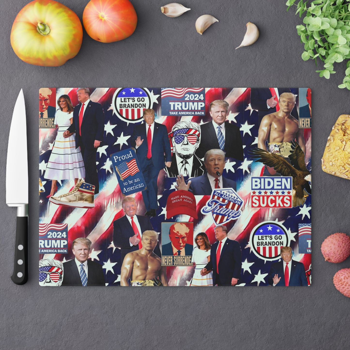 Donald Trump 2024 MAGA Montage Cutting Board