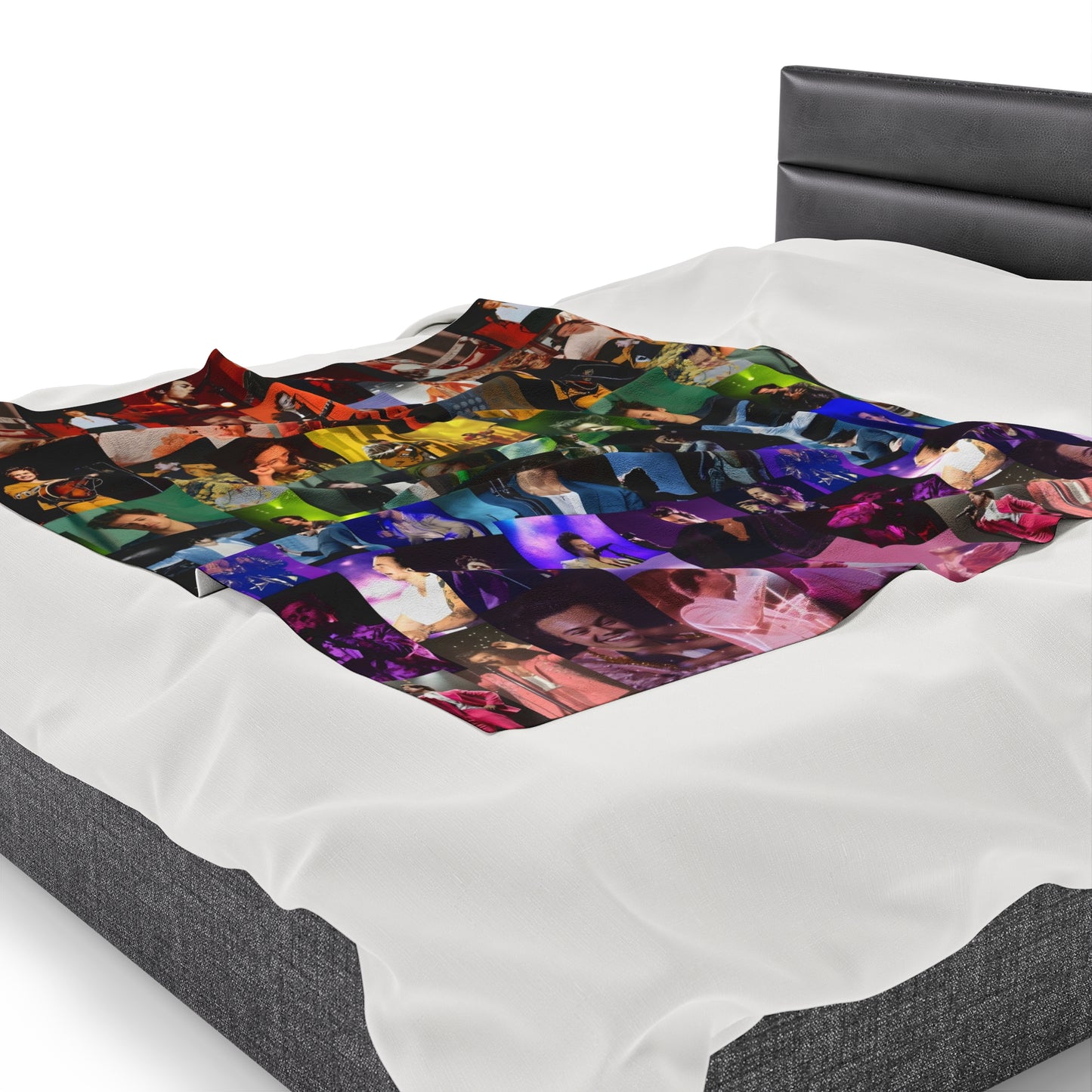 Harry Styles Rainbow Photo Collage Velveteen Plush Blanket