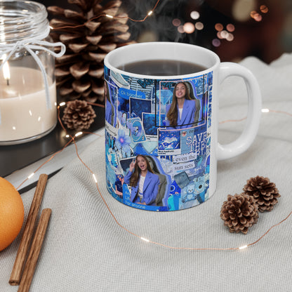 Olivia Rodrigo Blue Aesthetic Collage White Ceramic Mug