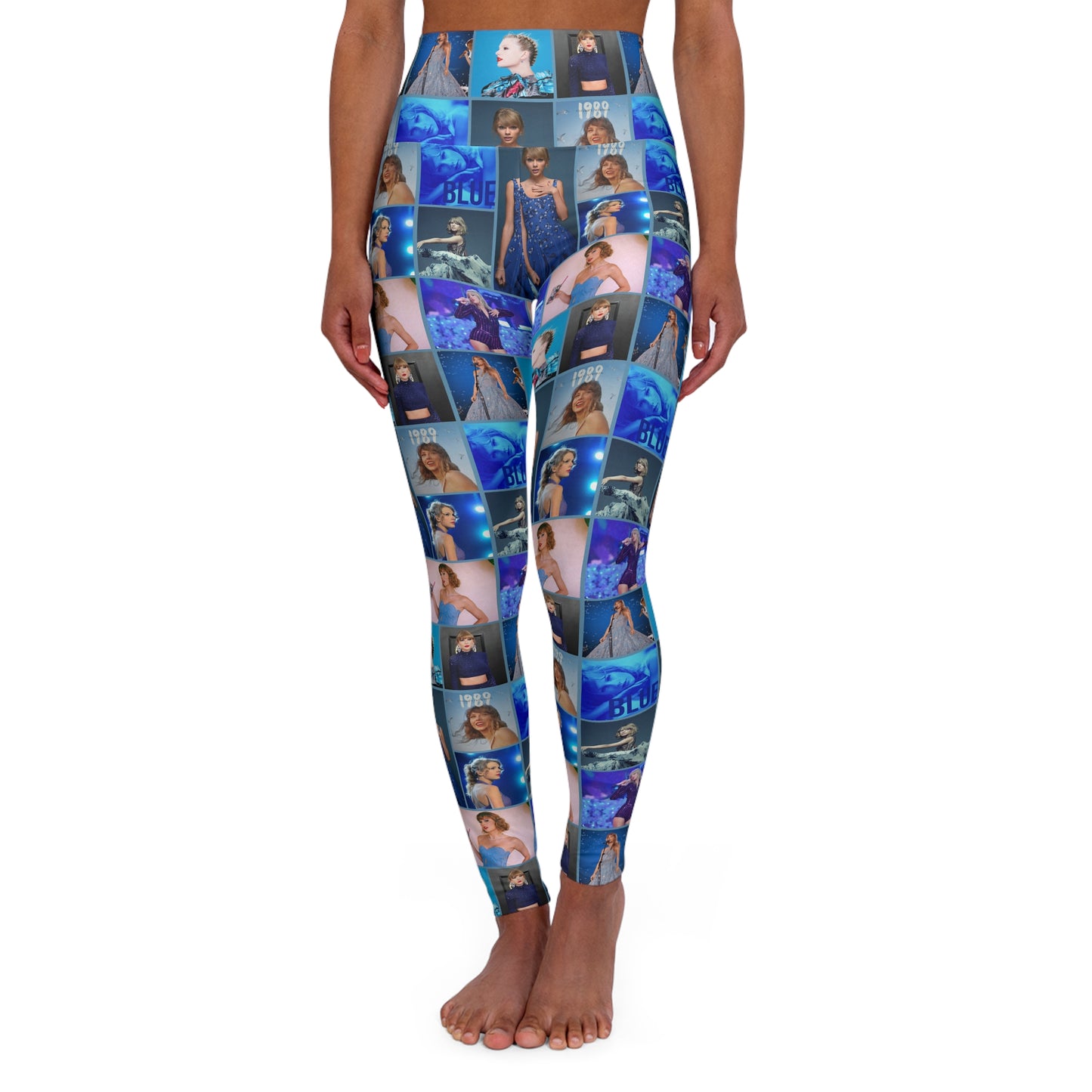 Taylor Swift Blue Dreams Collage High Waisted Yoga Leggings