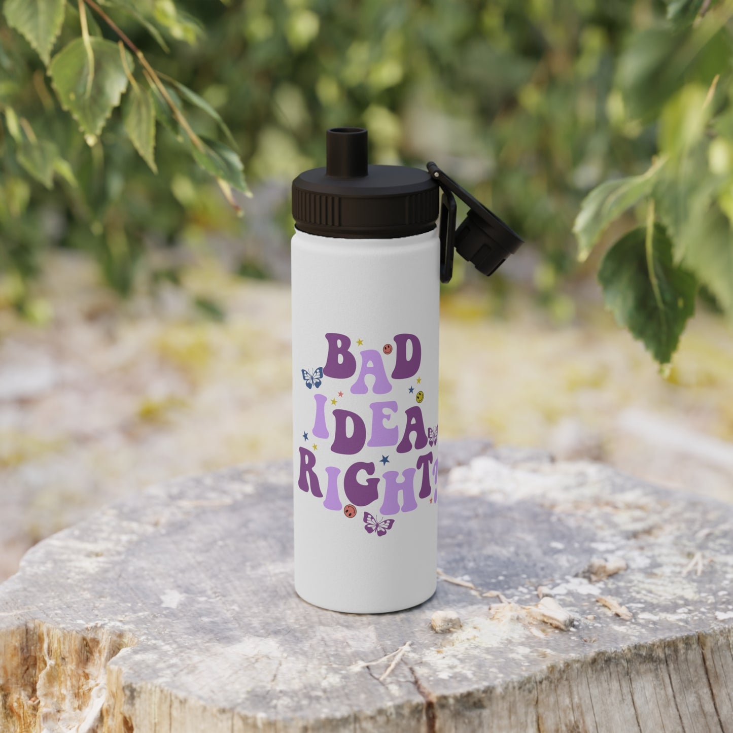 Olivia Rodrigo Bad Idea Right? Stainless Steel Sports Lid Water Bottle