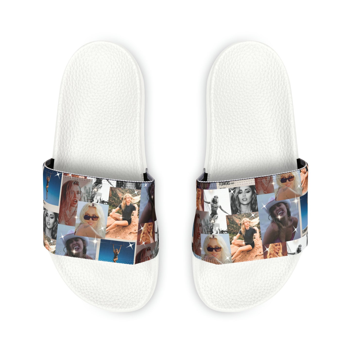 Miley Cyrus Flowers Photo Collage Men's Slide Sandals