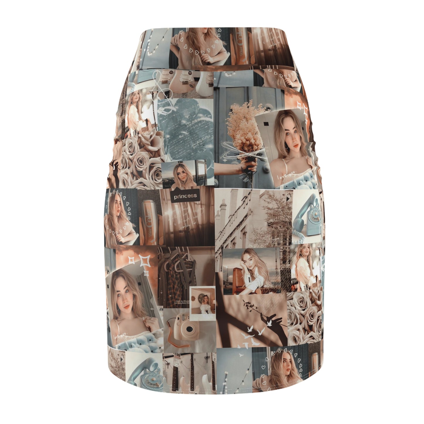 Sabrina Carpenter Peachy Princess Collage Women's Pencil Skirt