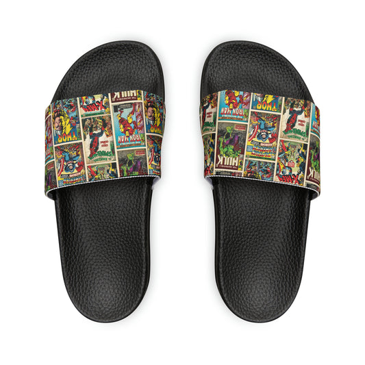 Marvel Comic Book Cover Collage Women's Slide Sandals