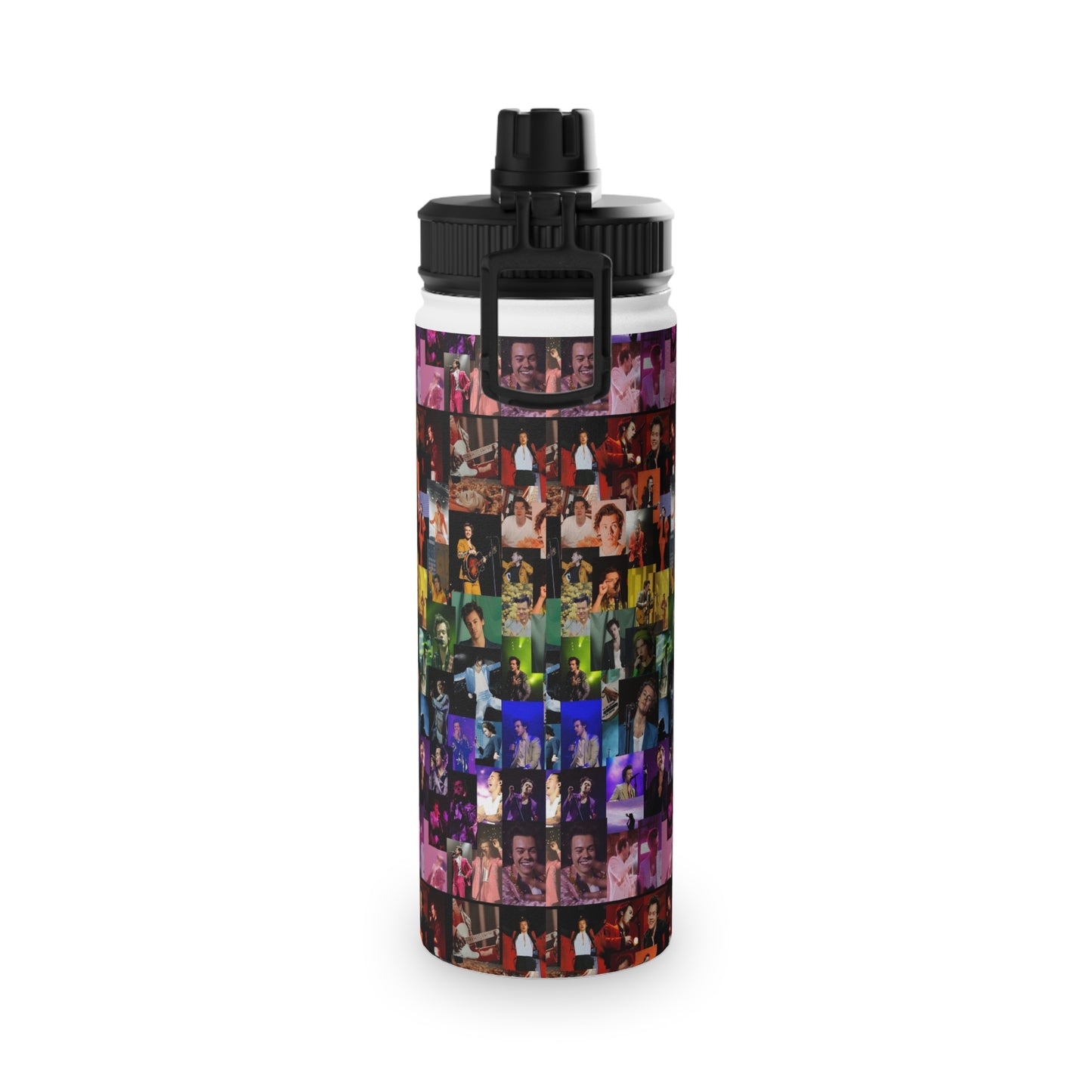 Harry Styles Rainbow Photo Collage Stainless Steel Sports Lid Water Bottle