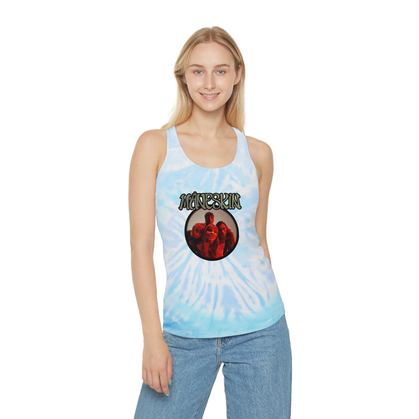 Måneskin Circular Group Photo Tie Dye Racerback Tank Top