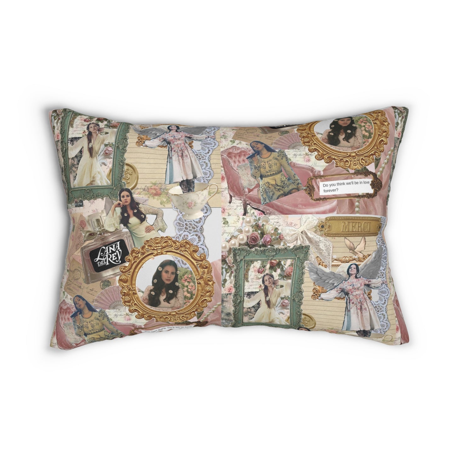 Lana Del Rey Victorian Collage Polyester Lumbar Pillow