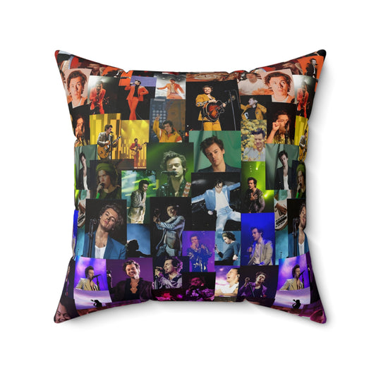 Harry Styles Rainbow Photo Collic Spun Polyester Square Pillow