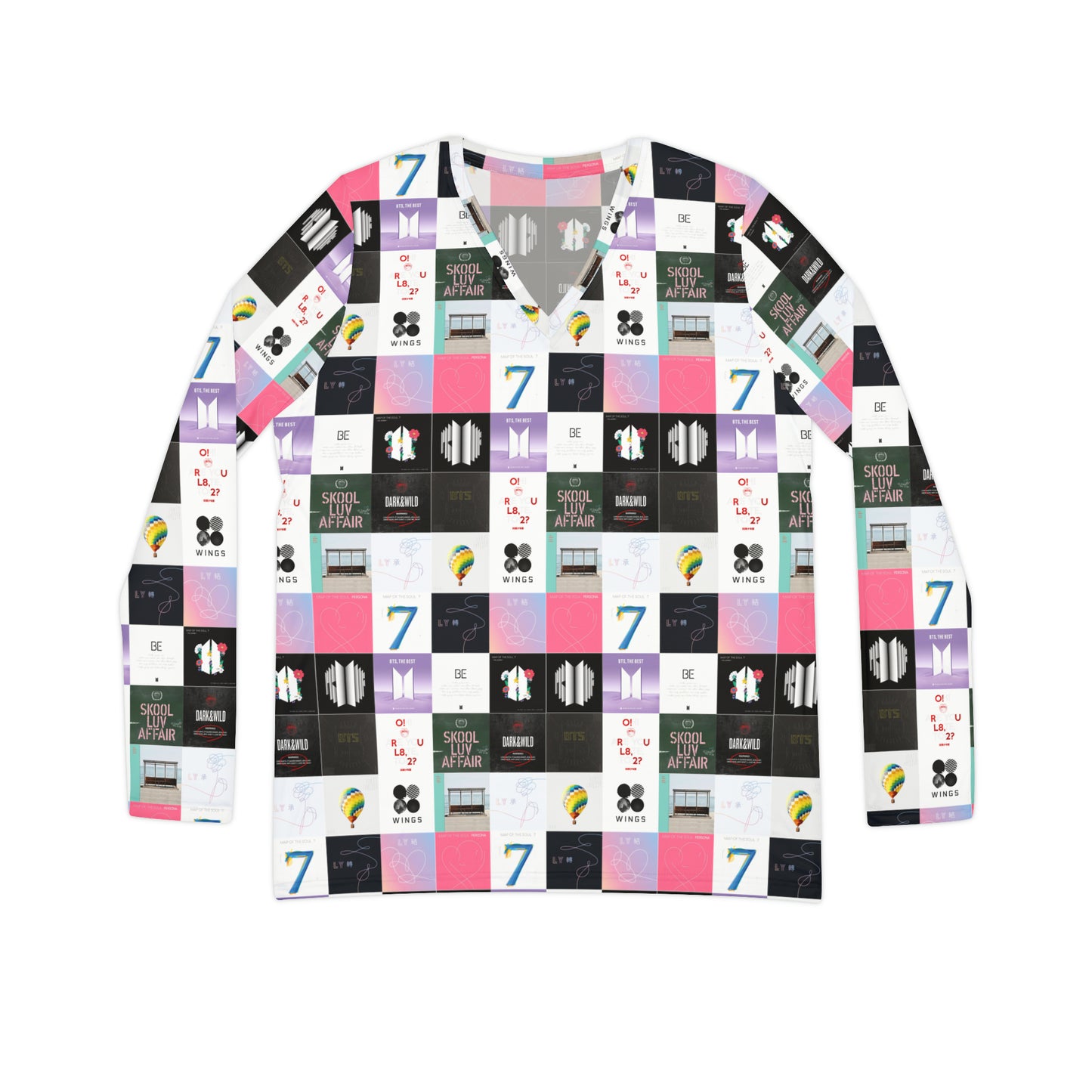 BTS Album Cover Art Collage Women's Long Sleeve V-neck Shirt