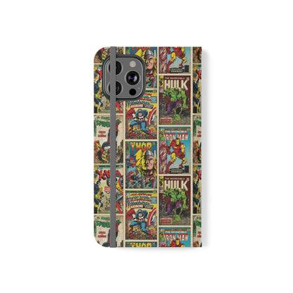 Marvel Comic Book Cover Collage Phone Flip Case