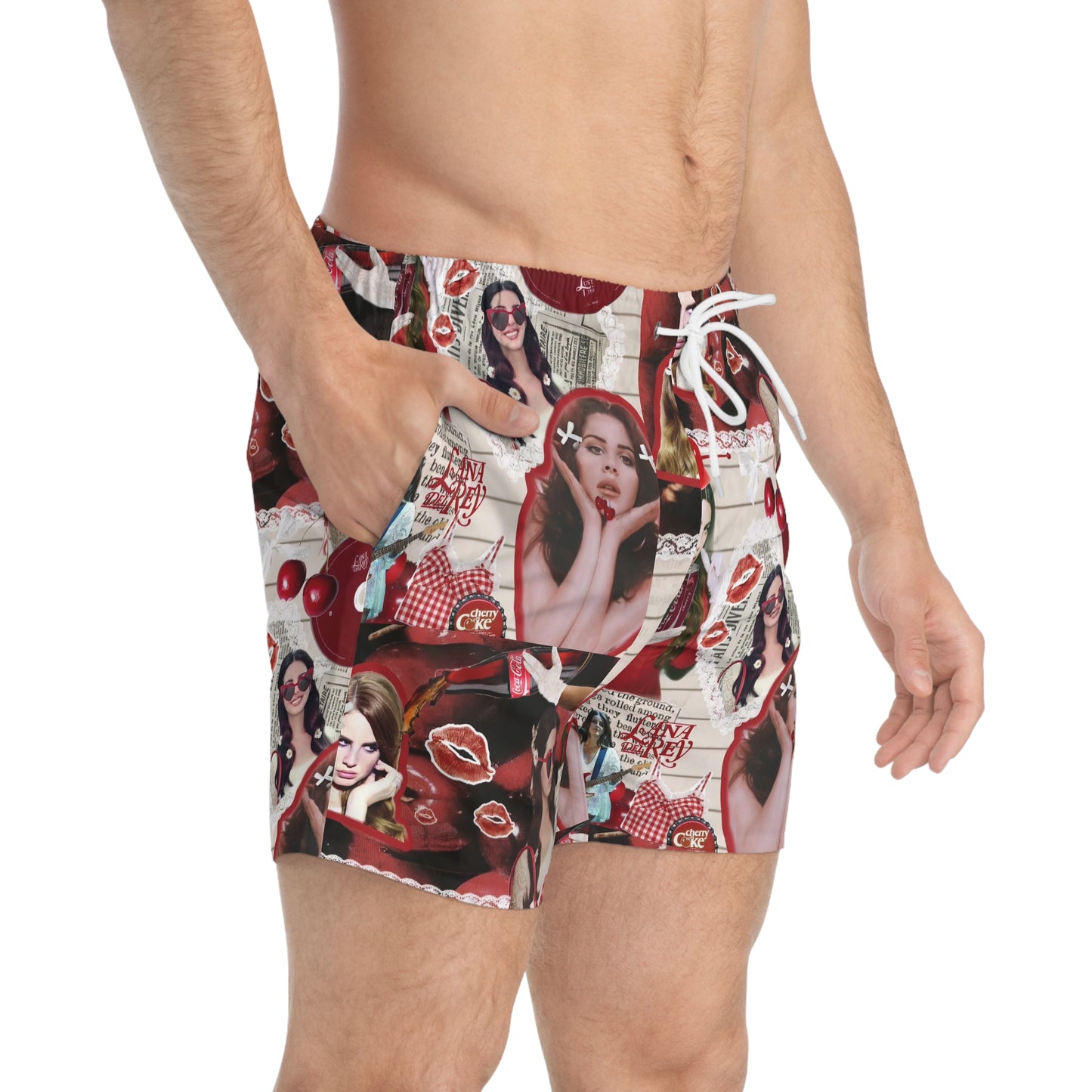 Lana Del Rey Cherry Coke Collage Men's Swim Trunks