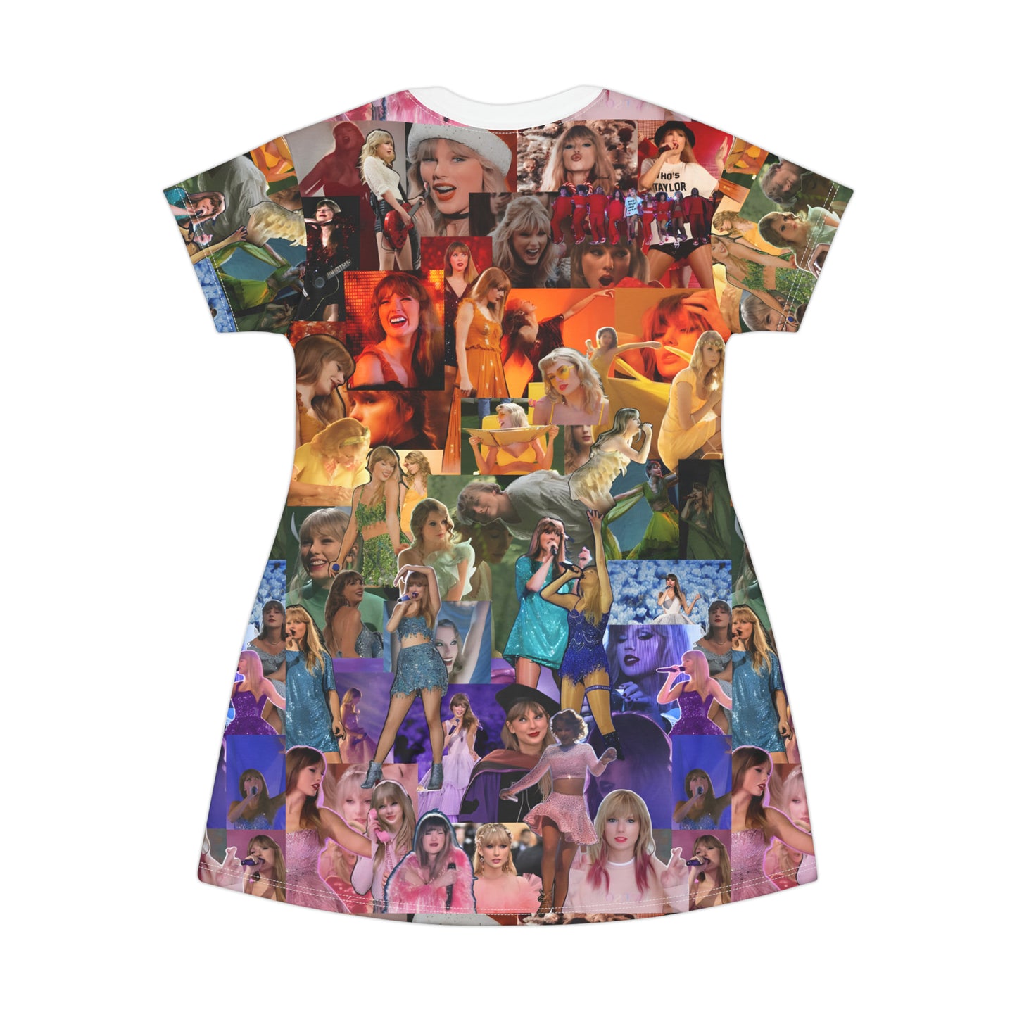 Taylor Swift Rainbow Photo Collage T-Shirt Dress