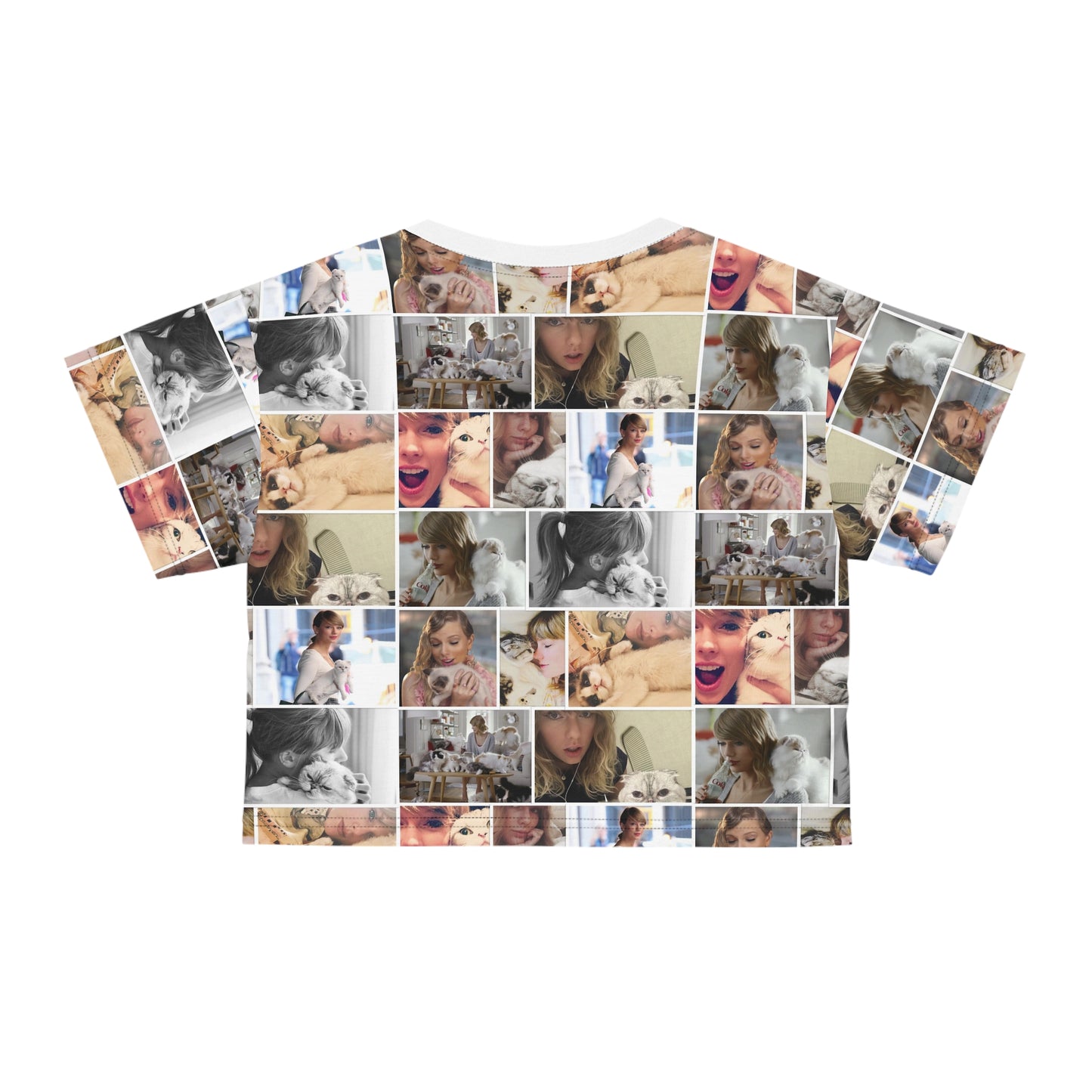 Taylor Swift's Cats Collage Pattern Crop Tee