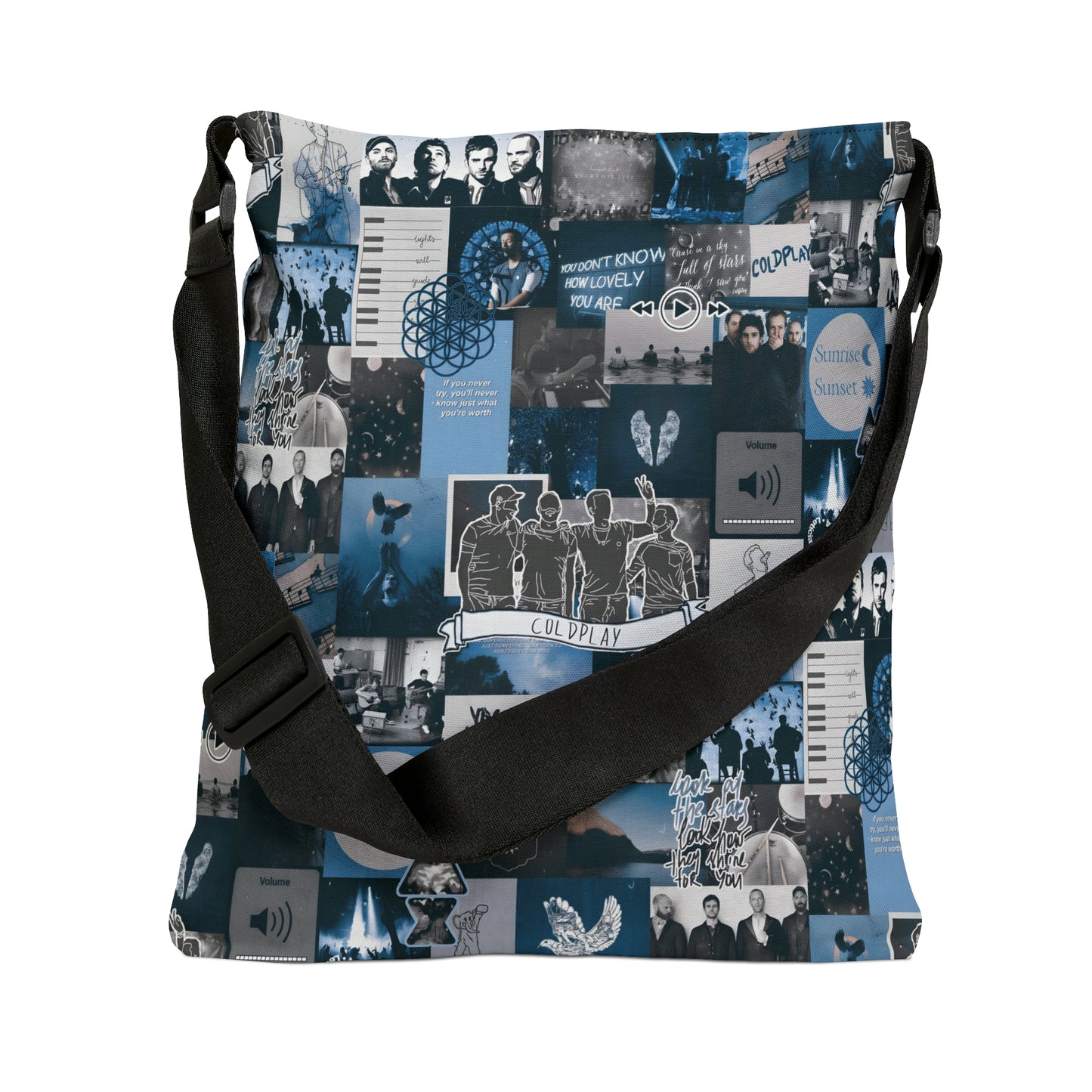 Coldplay Sunrise Sunset Collage Adjustable Tote Bag