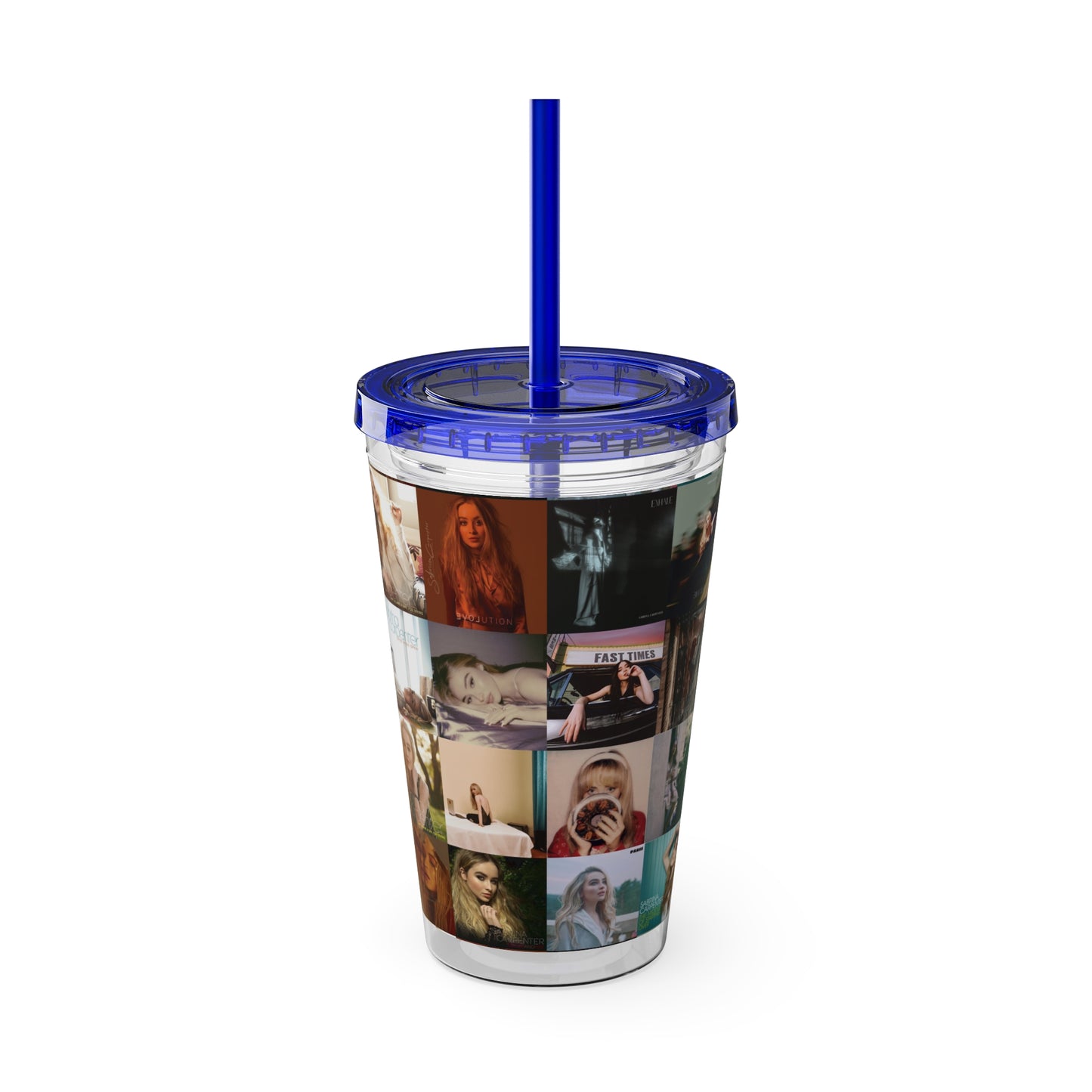 Sabrina Carpenter Album Cover Collage Sunsplash Tumbler with Straw