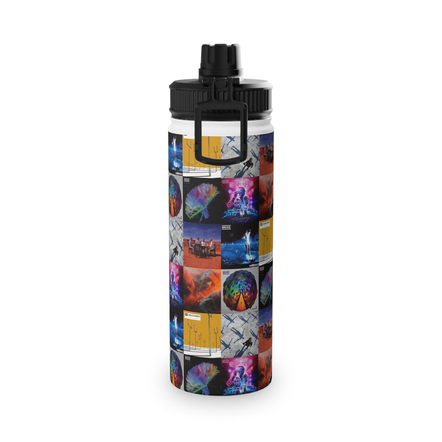 Muse Album Cover Collage Stainless Steel Sports Lid Water Bottle