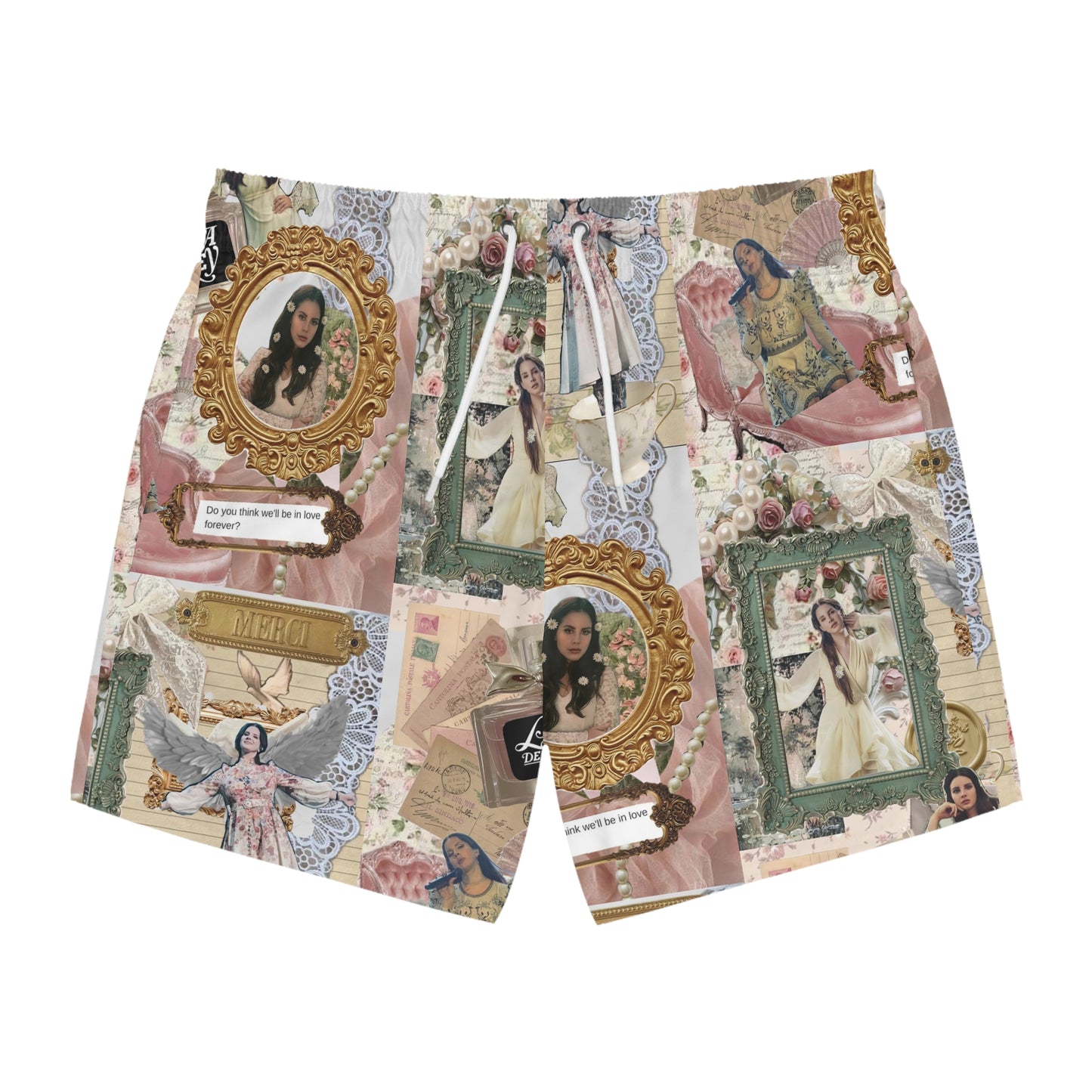 Lana Del Rey Victorian Collage Men's Swim Trunks