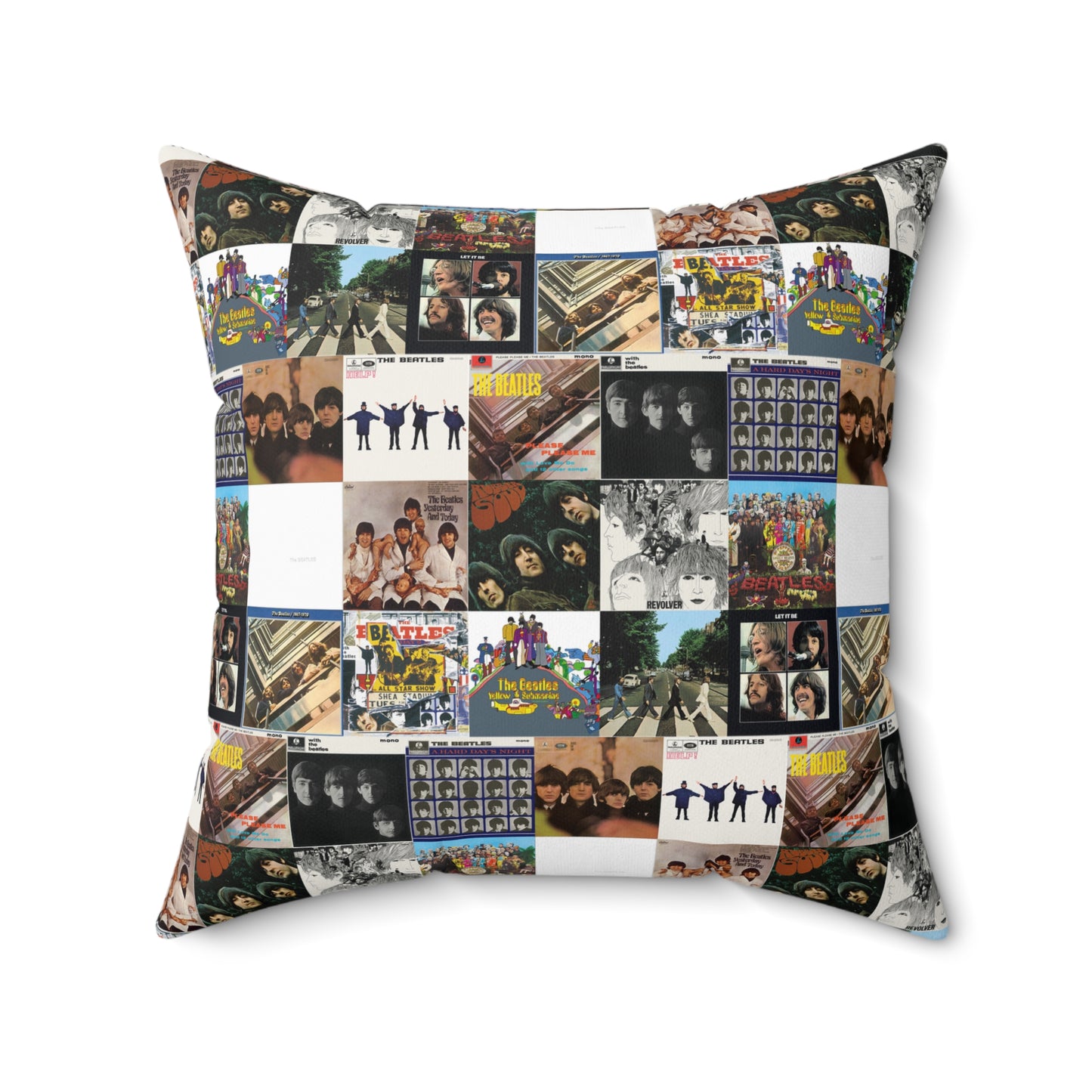 The Beatles Album Cover Collage Spun Polyester Square Pillow