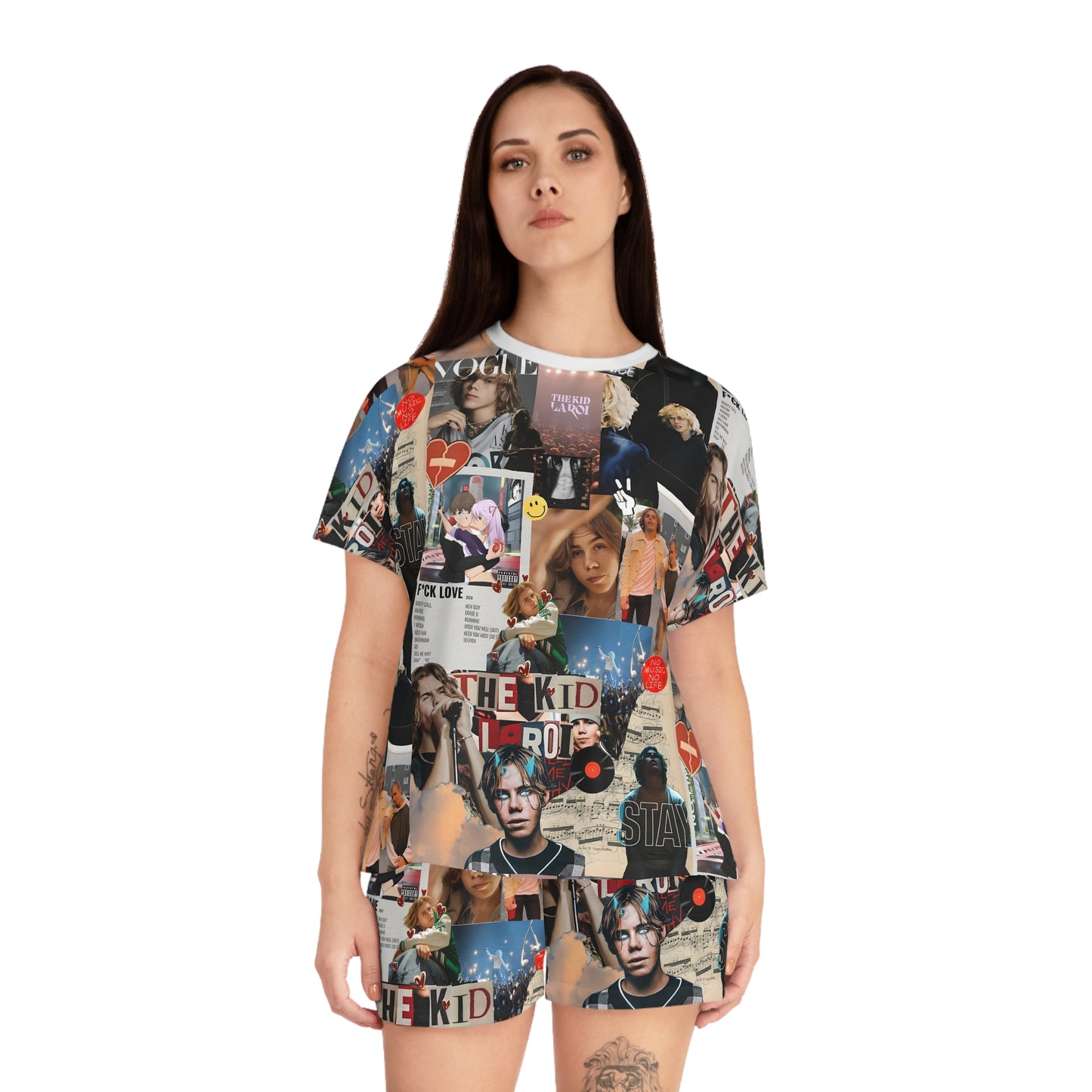 The Kid LAROI No Music No Life Collage Women's Short Pajama Set