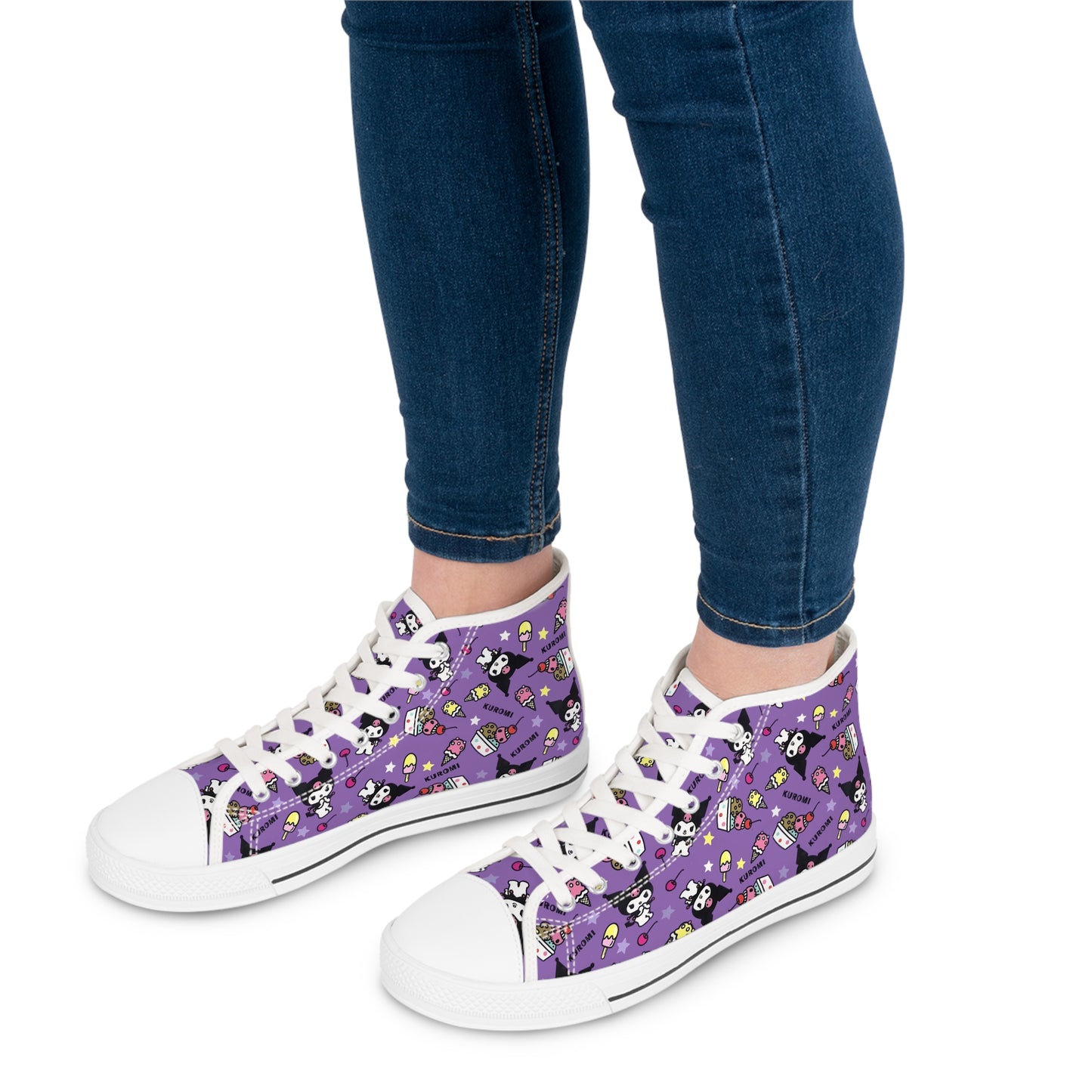 Kuromi Ice Cream Sundae Pattern Women's High Top Sneakers