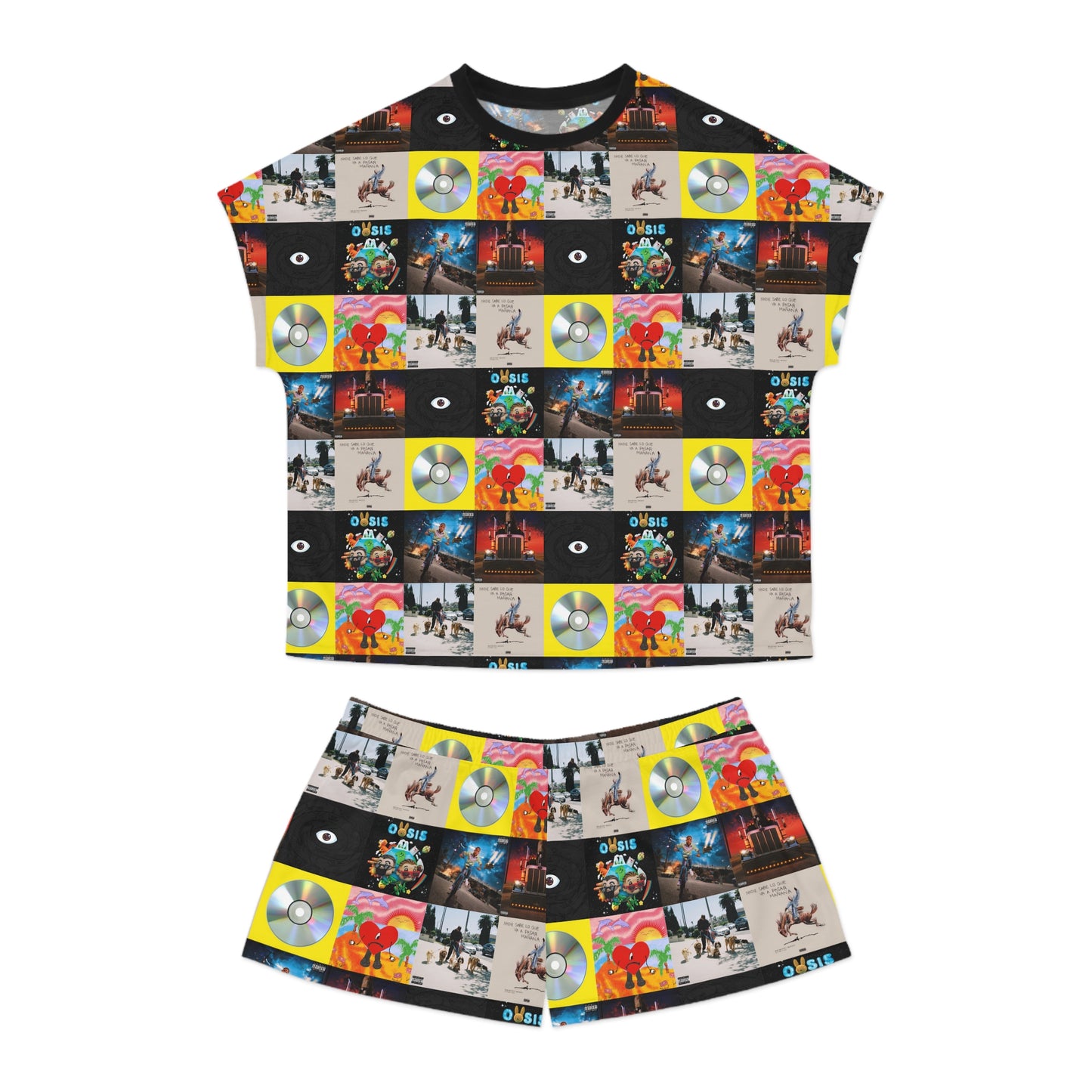 Bad Bunny Album Art Collage Women's Short Pajama Set