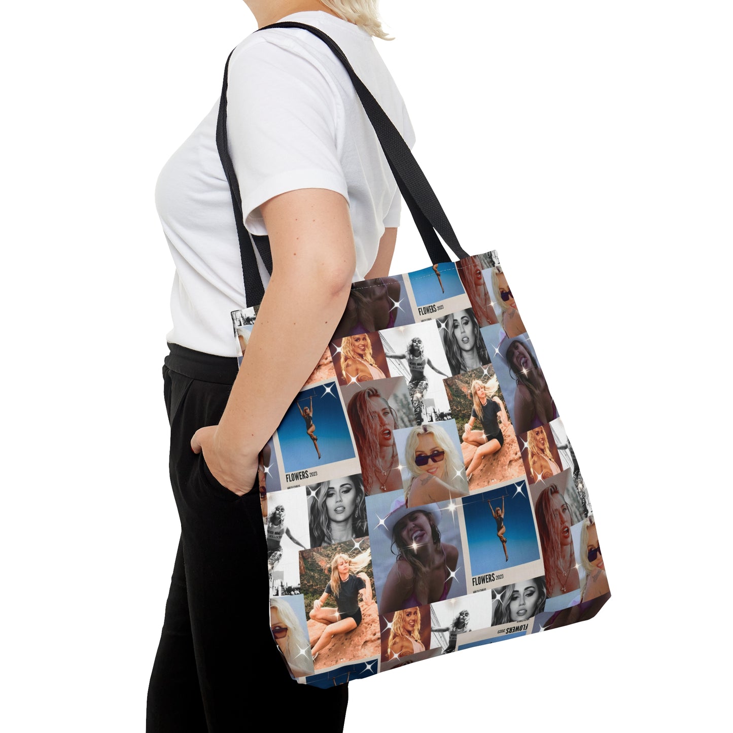 Miley Cyrus Flowers Photo Collage Tote Bag