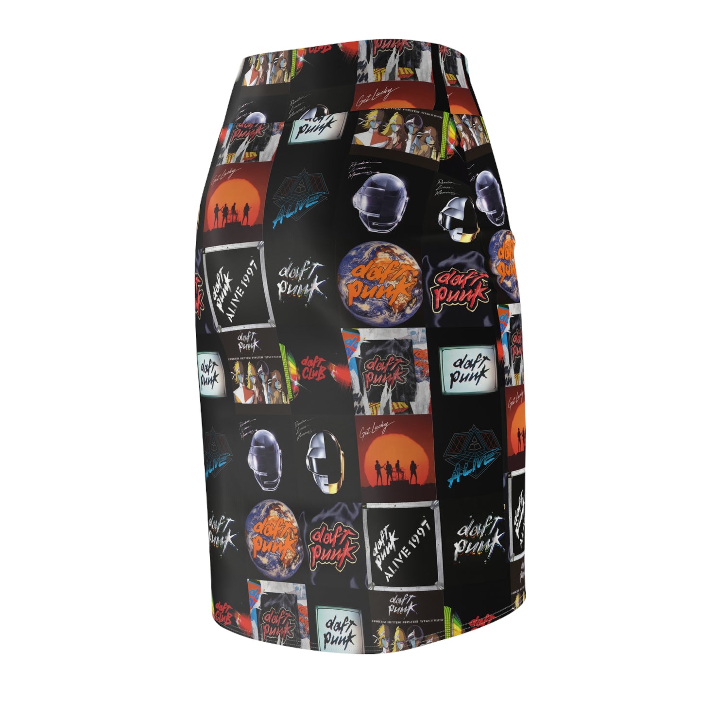 Daft Punk Album Cover Art Collage Women's Pencil Skirt